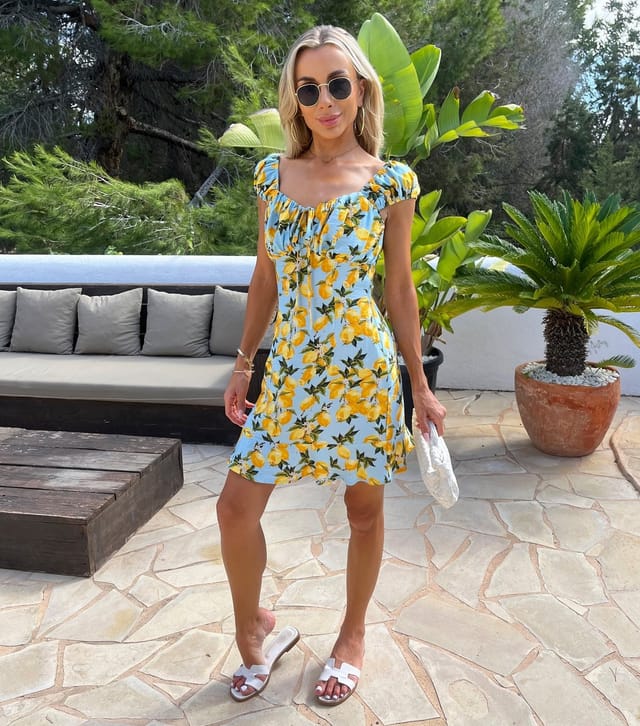 AX Paris Women's Blue Lemon Print Puff Sleeve Mini Dress AX Paris New Look - 2