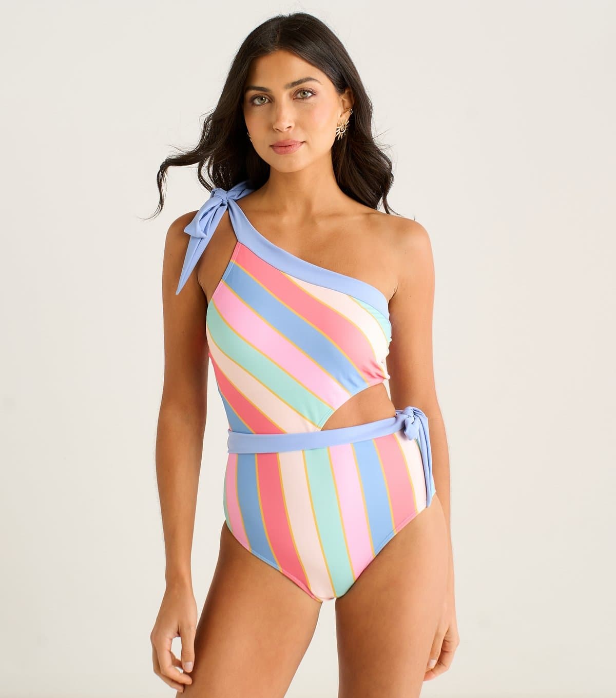 Gini London Gini London Multicolour Striped One Shoulder Swimsuit