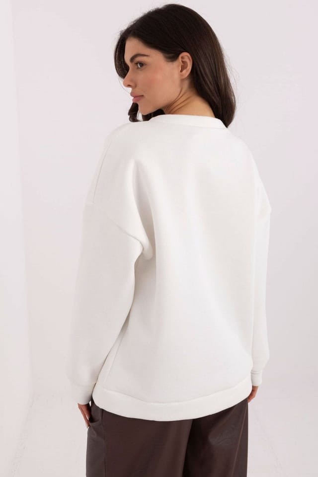 Love Lace Love Lace Women's Cotton Elastane Print Casual Sweatshirt in White - 3