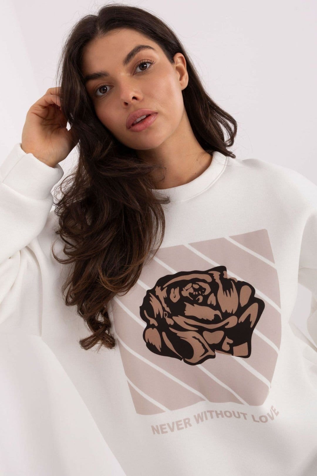 Love Lace Love Lace Women's Cotton Elastane Print Casual Sweatshirt in White - 4