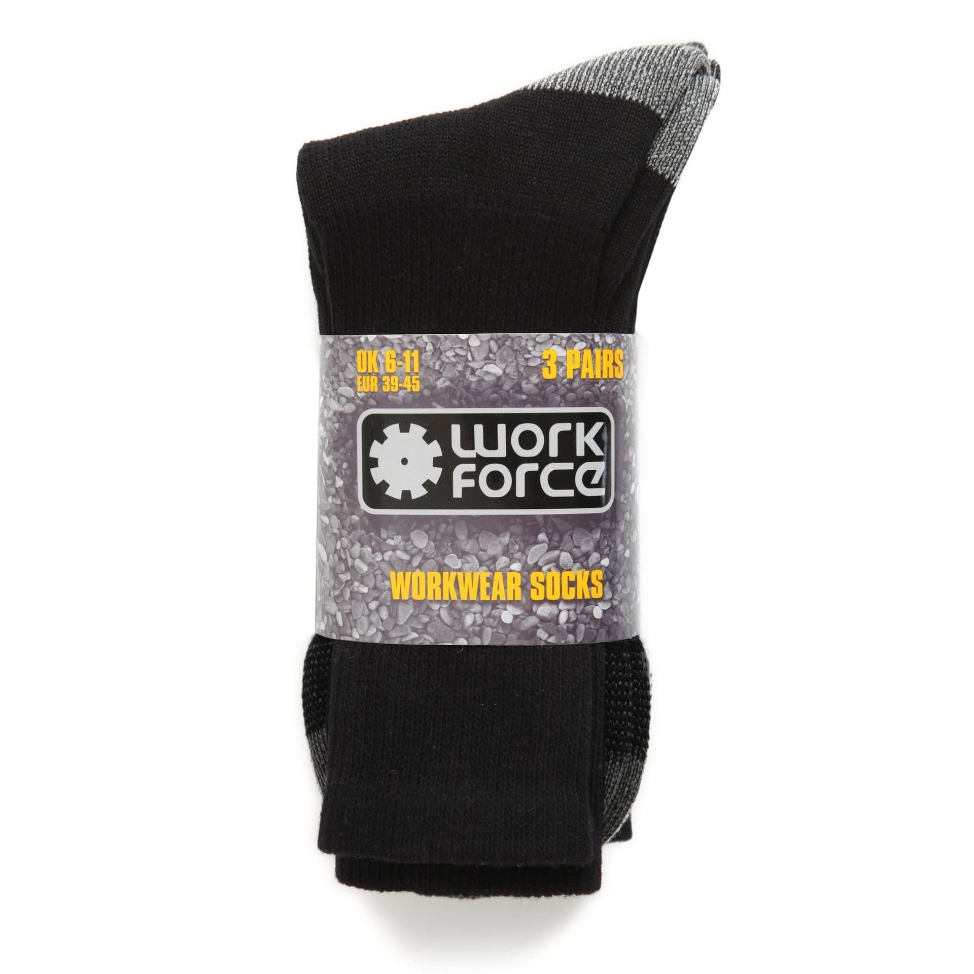 Work Force Work Force Men's XL Heavy Duty Safety Boot Socks (Pack Of 3 Pairs) in Black