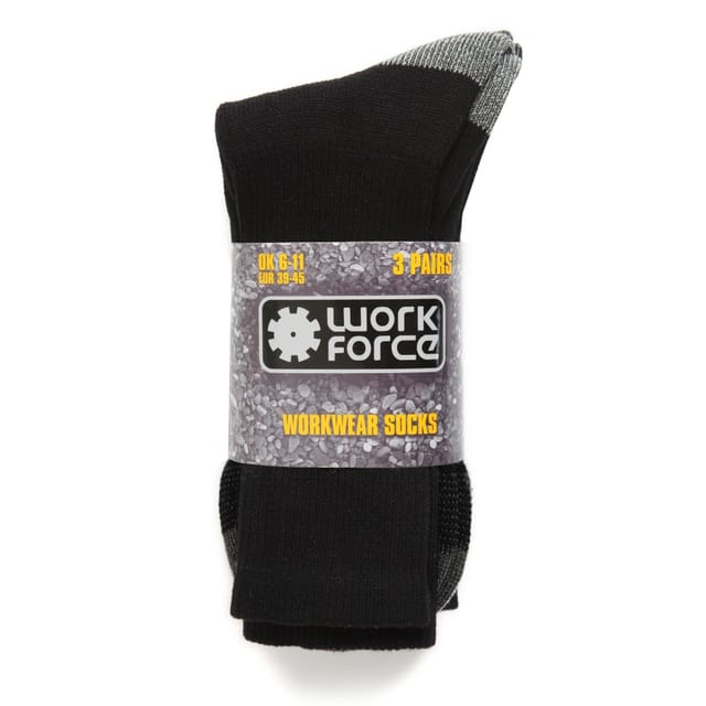 Work Force Work Force Men's XL Heavy Duty Safety Boot Socks (Pack Of 3 Pairs) in Black - 2