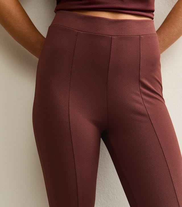 New Look Women's Petite Dark Brown Front Seam Flared Trousers New Look - 2