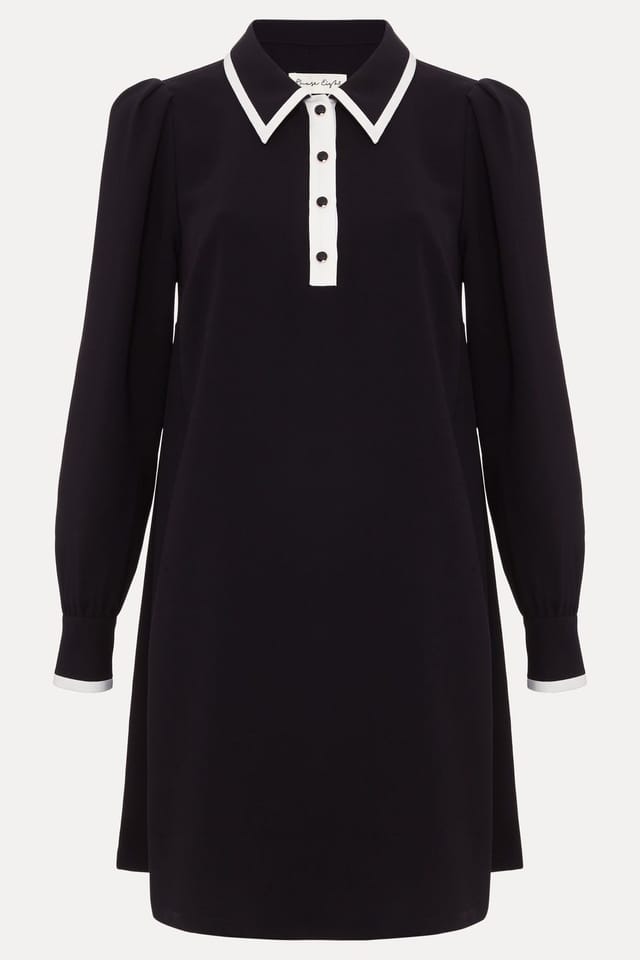Phase Eight Phase Eight Women's Gina Collared Long Sleeve Swing Dress in True Black - 2