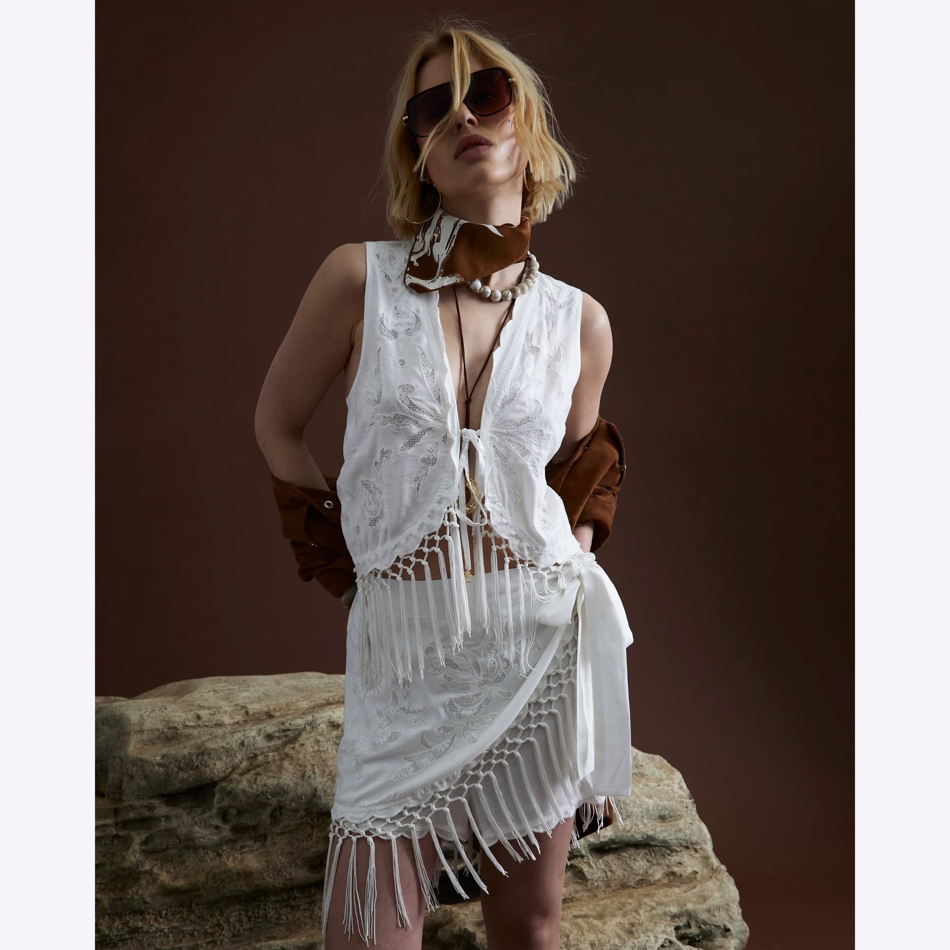 River Island River Island Womens Cream Tassel Beach Skort