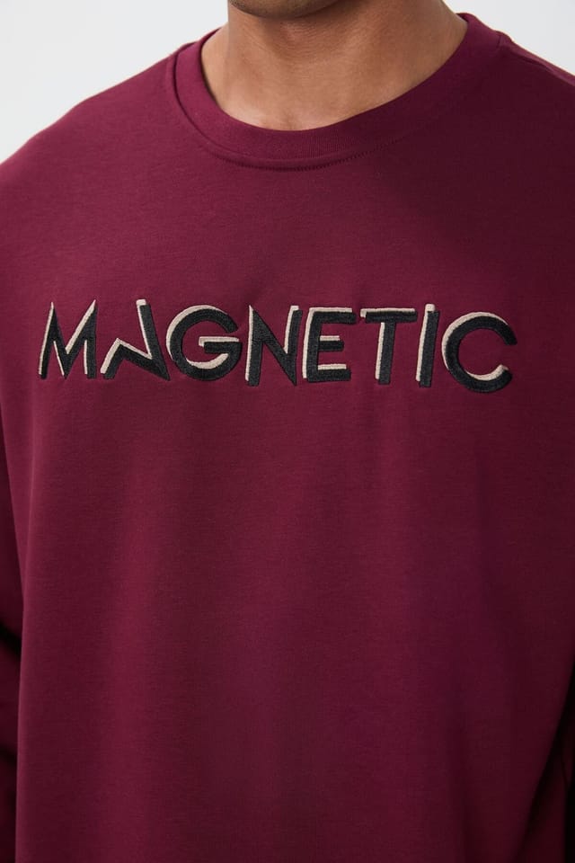 Tommy Life Tommy Life Men's Printed Crew Neck Sweatshirt in Burgundy - 2