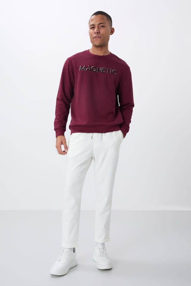 Tommy Life Tommy Life Men's Printed Crew Neck Sweatshirt in Burgundy - 3