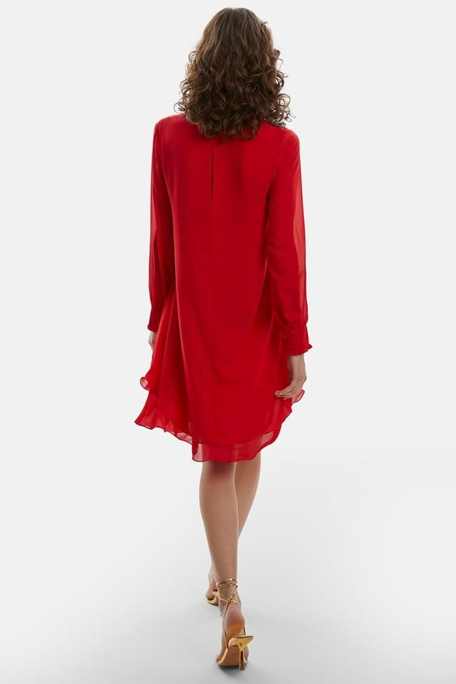 James Lakeland James Lakeland Women's Long Sleeve Navy Wave Hem Dress in Red - 2