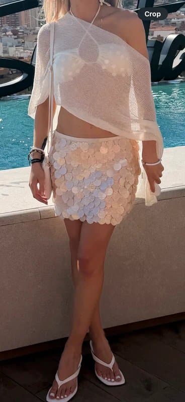 White Fox white fox ariel shell mini skirt