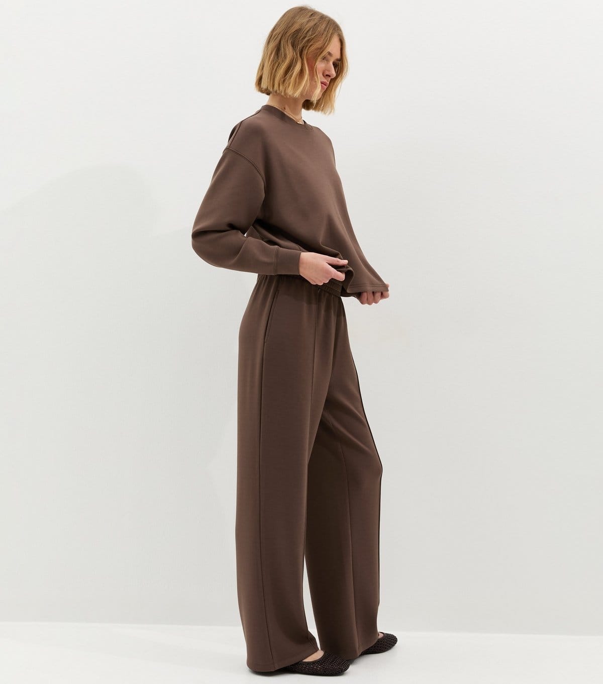 New Look Mid Brown Jersey Joggers