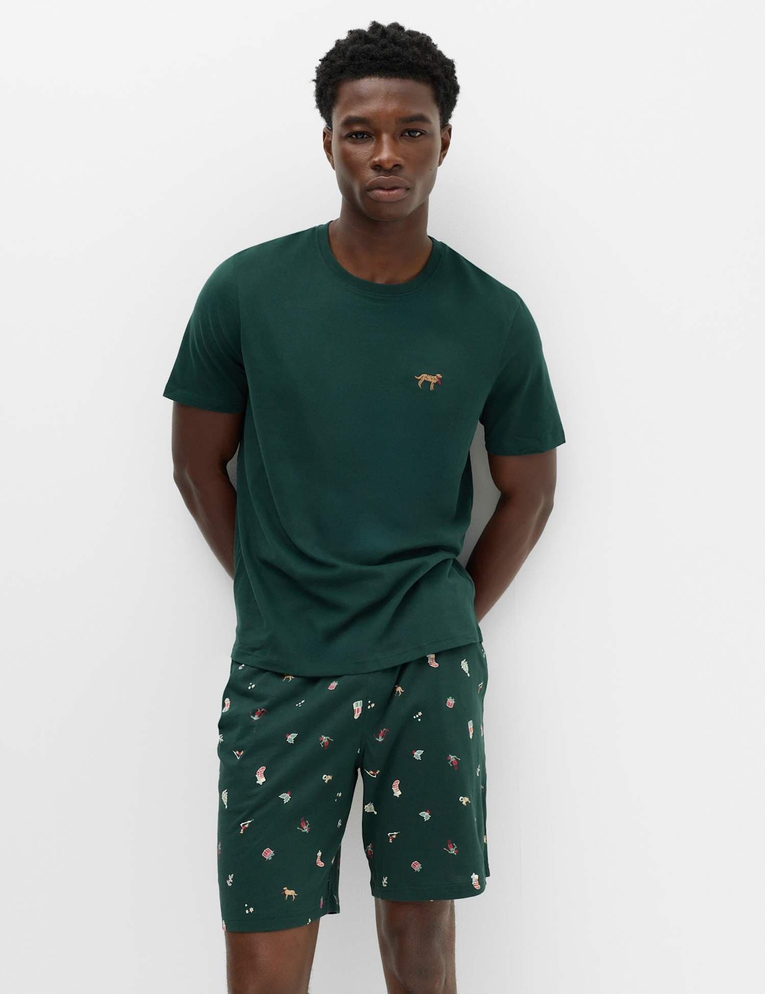 Marks & Spencer M&S Pure Cotton Christmas Family Pyjamas Green Mix