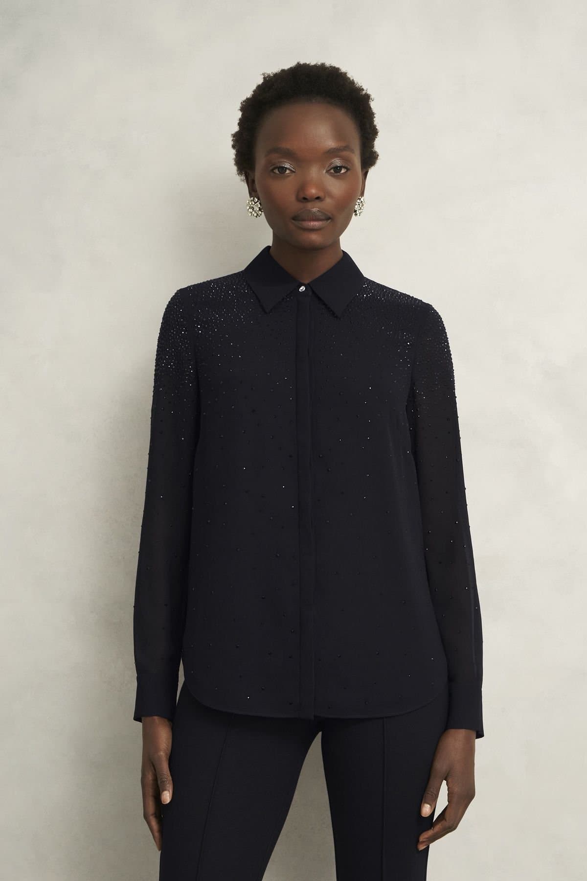 Hobbs London Hobbs London Women's Shona Embellished Shirt in True Black
