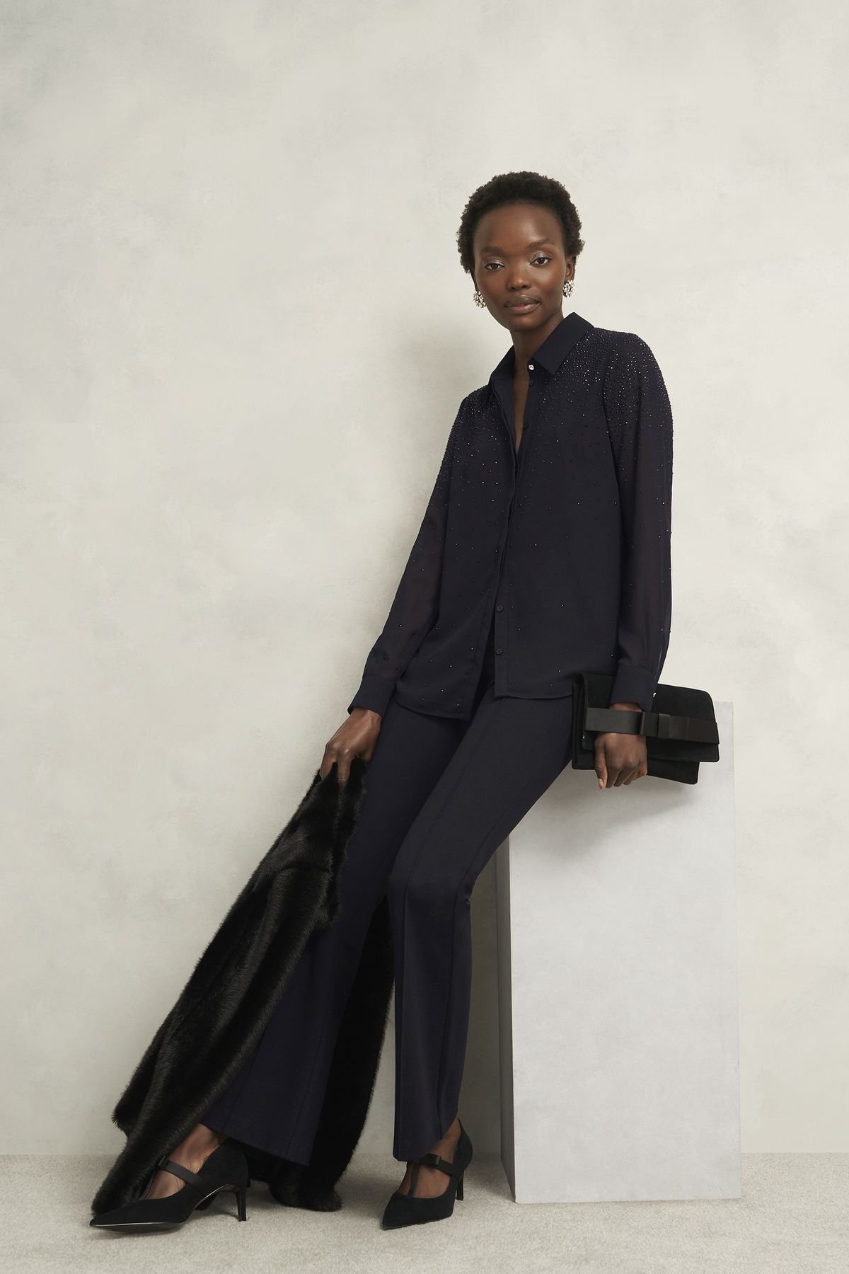 Hobbs London Hobbs London Women's Shona Embellished Shirt in True Black - 3