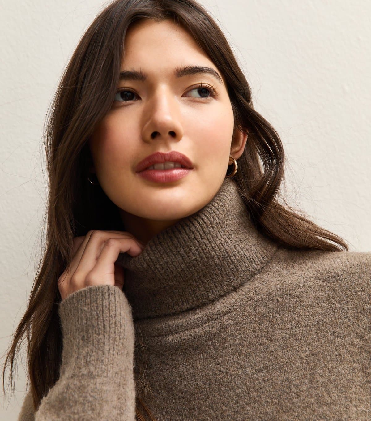 New Look Women's Dark Mink Roll Neck Jumper New Look