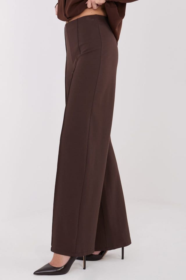 Love Lace Love Lace Women's Modern High Waist Wide Leg Trousers Style 222241 in Brown - 2