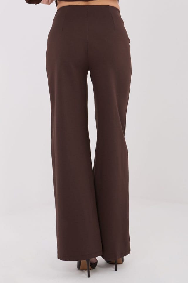 Love Lace Love Lace Women's Modern High Waist Wide Leg Trousers Style 222241 in Brown - 3
