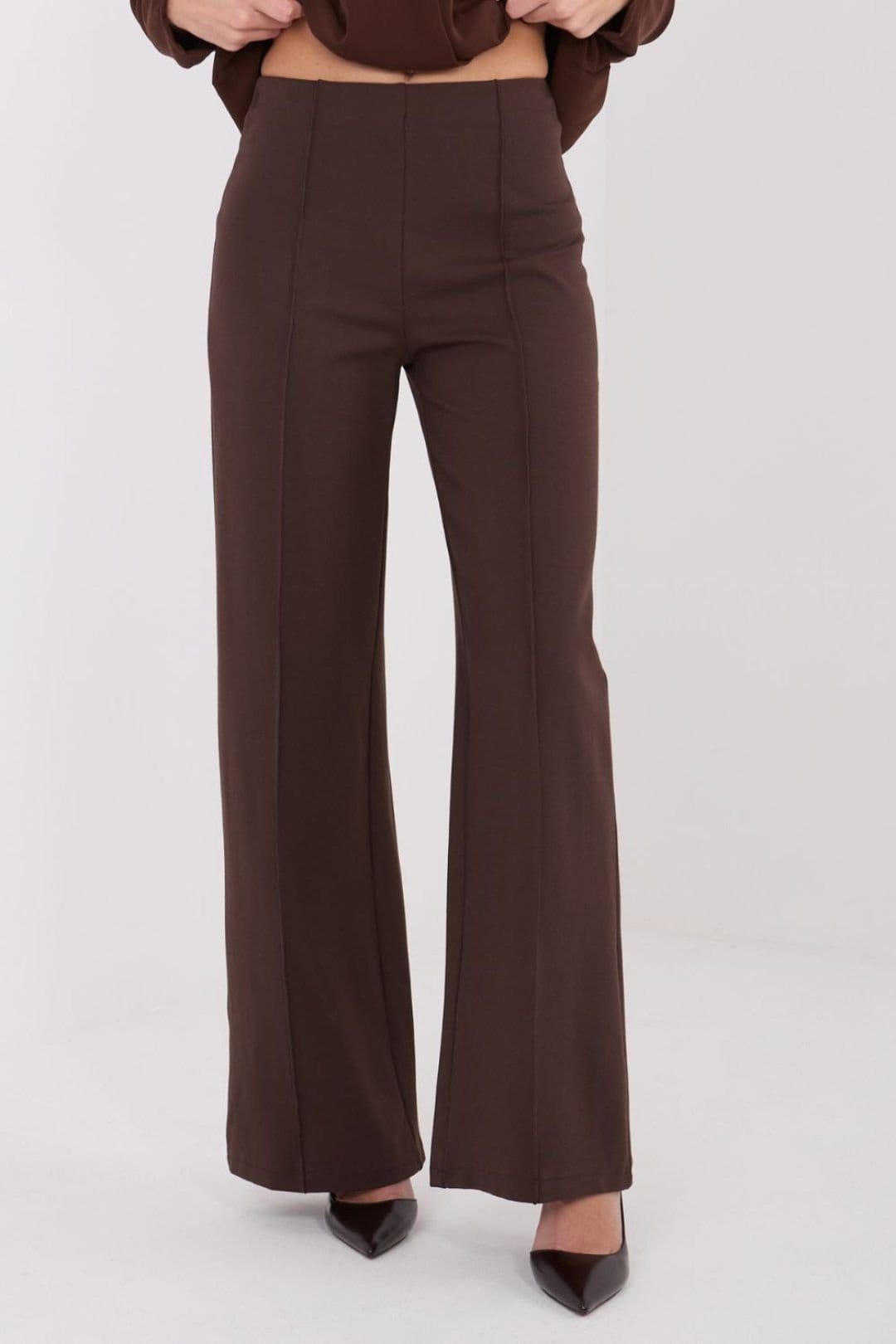 Love Lace Love Lace Women's Modern High Waist Wide Leg Trousers Style 222241 in Brown - 4