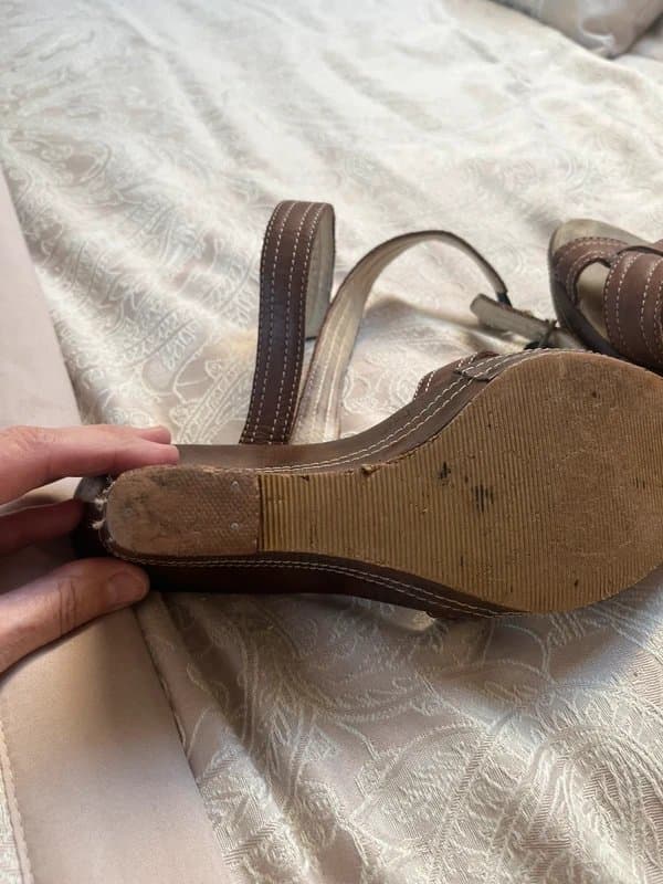 New Look Brown leather wedge sandals
