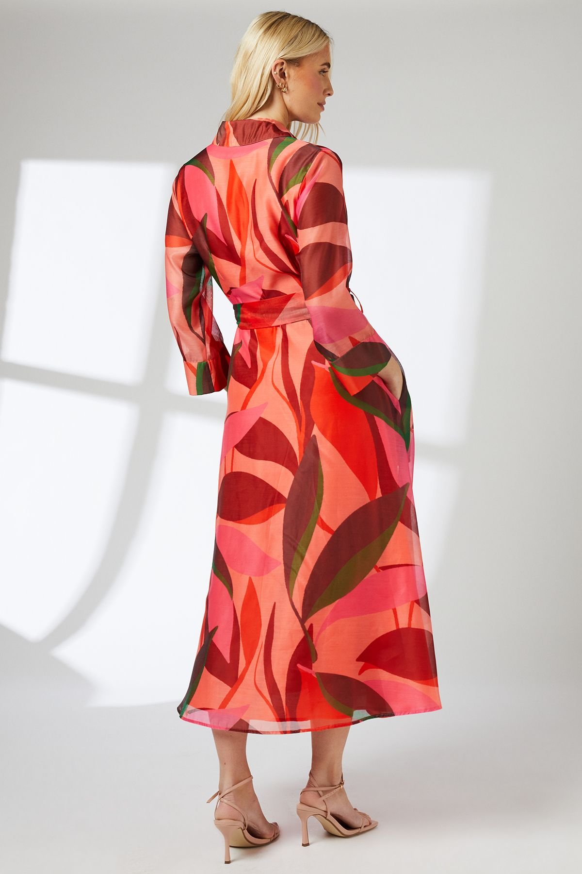 Principles Principles Women's Abstract Organza Contrast Shirt Dress in Pink - 3