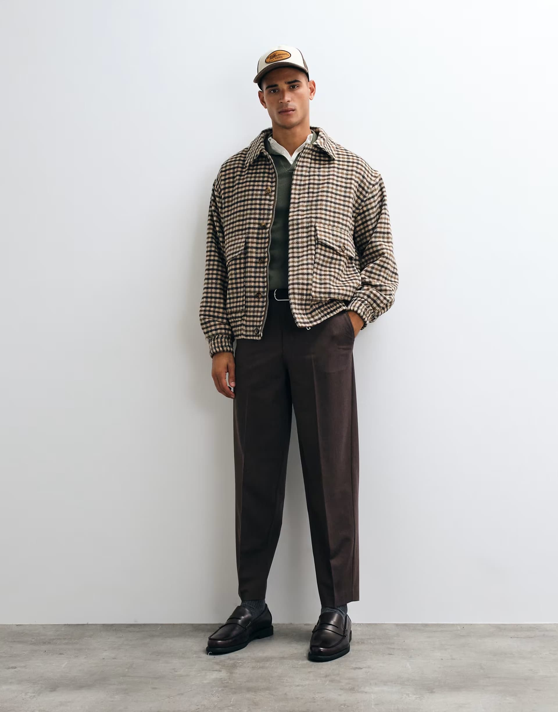 ASOS ASOS DESIGN tailored stretch oversized tapered trousers in dark brown melange