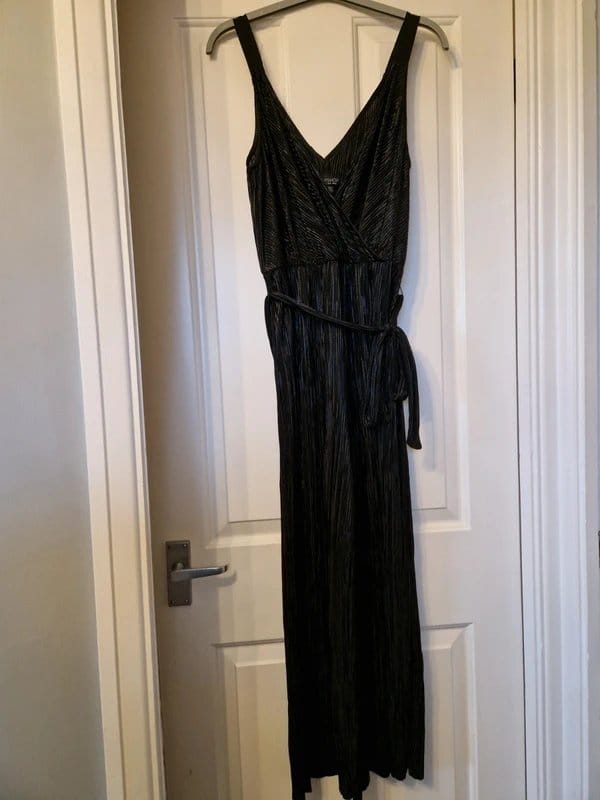 Topshop Black Ribbed Playsuit