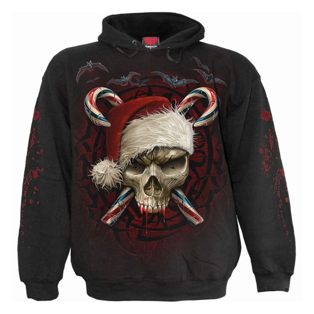Spiral Spiral Men's Candy Cane Santa Hoodie in Black - 2