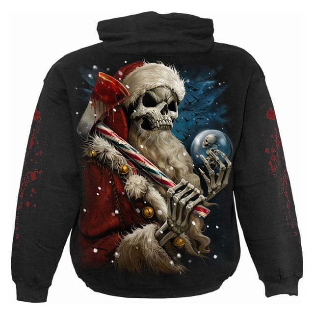 Spiral Spiral Men's Candy Cane Santa Hoodie in Black - 3