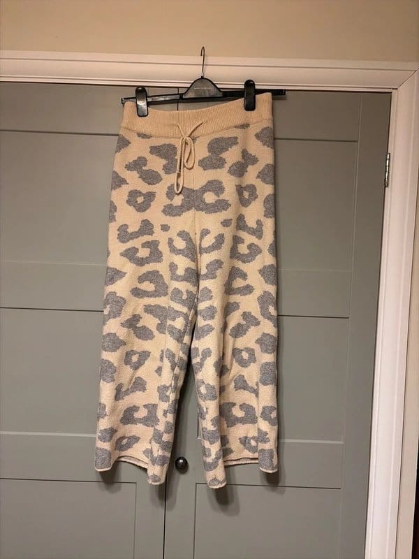 Never Fully Dressed Grey Leopard Print Knitted Trousers