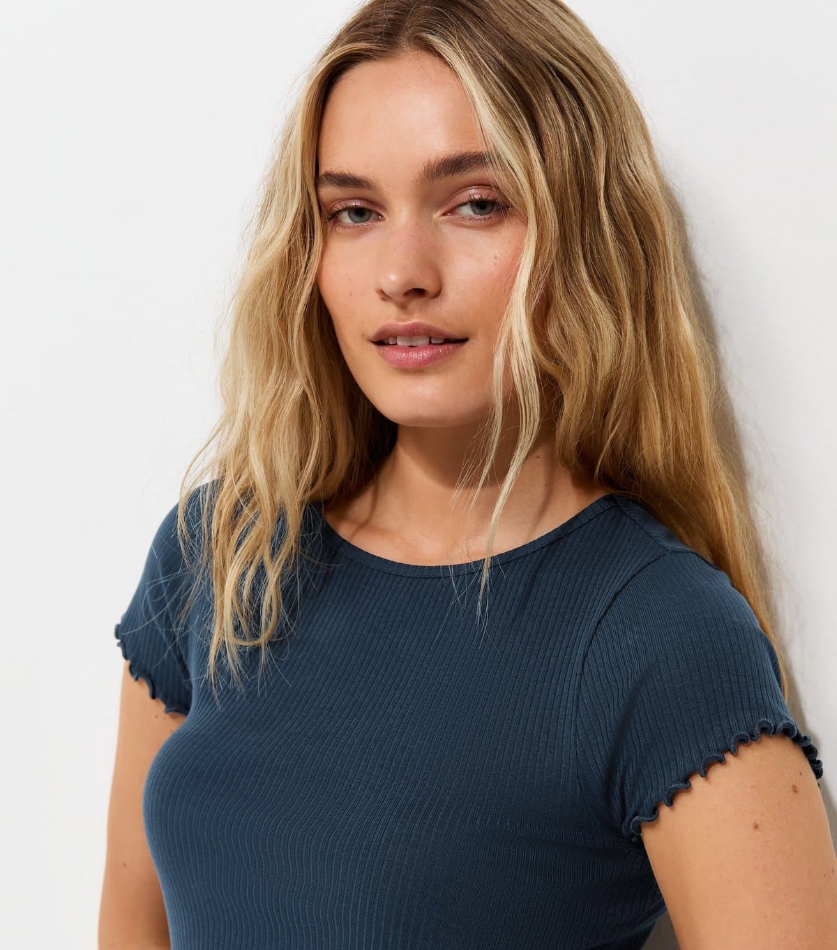 New Look New Look Navy Cotton Rich Ribbed T-Shirt