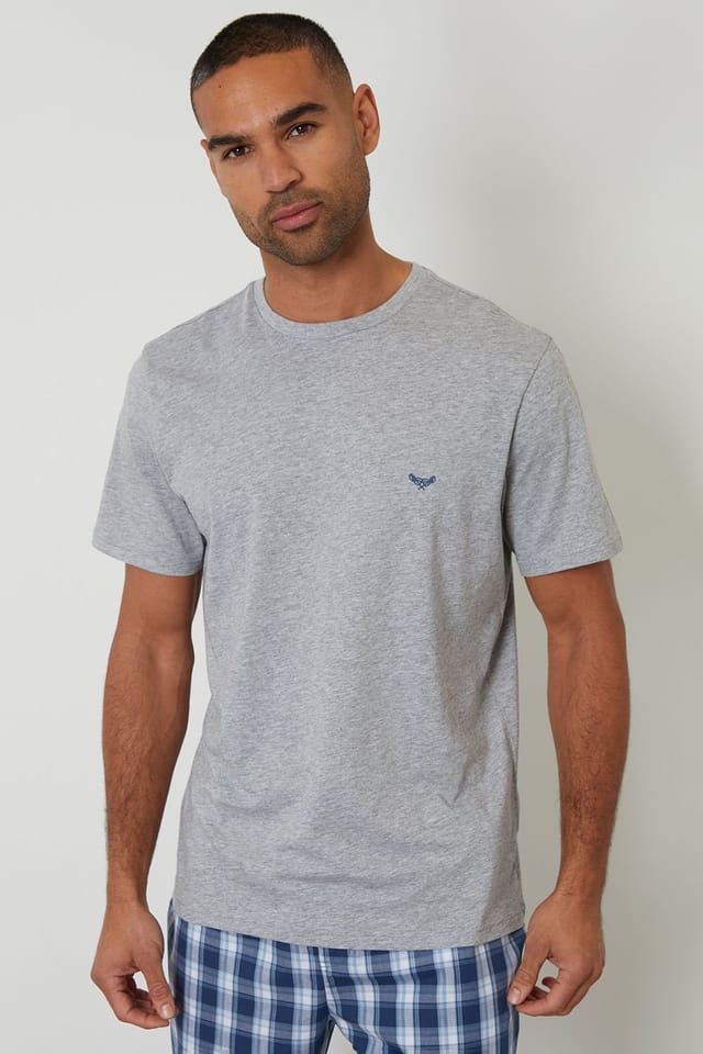 Threadbare Threadbare Men's Short Sleeve Check Pyjama Set in Grey - 3