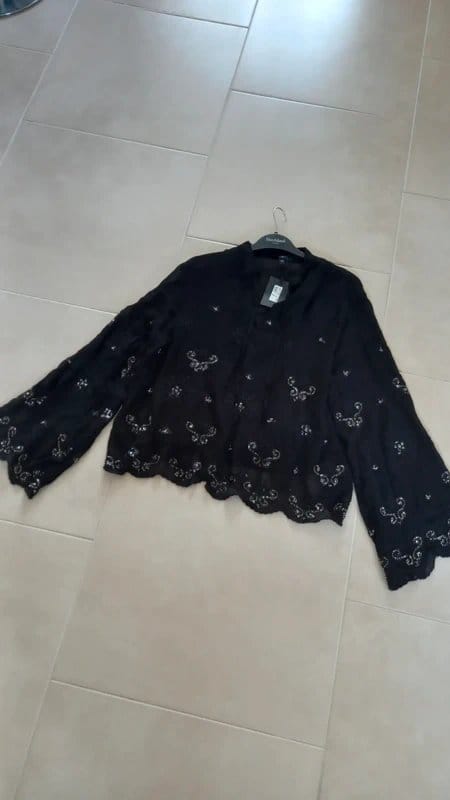 River Island Black Chiffon Blouse With Tie Neck