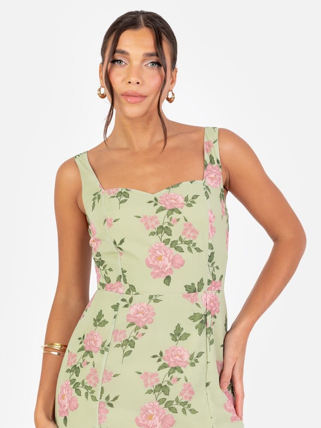 Anaya with Love Anaya with Love Women's Floral Print Strappy Maxi Dress in Green - 2