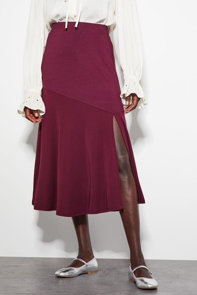 Monsoon Monsoon Women's Fifi Jersey Panel Midi Skirt in Red - 2
