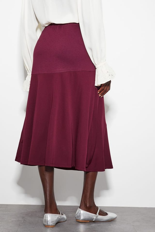 Monsoon Monsoon Women's Fifi Jersey Panel Midi Skirt in Red - 3