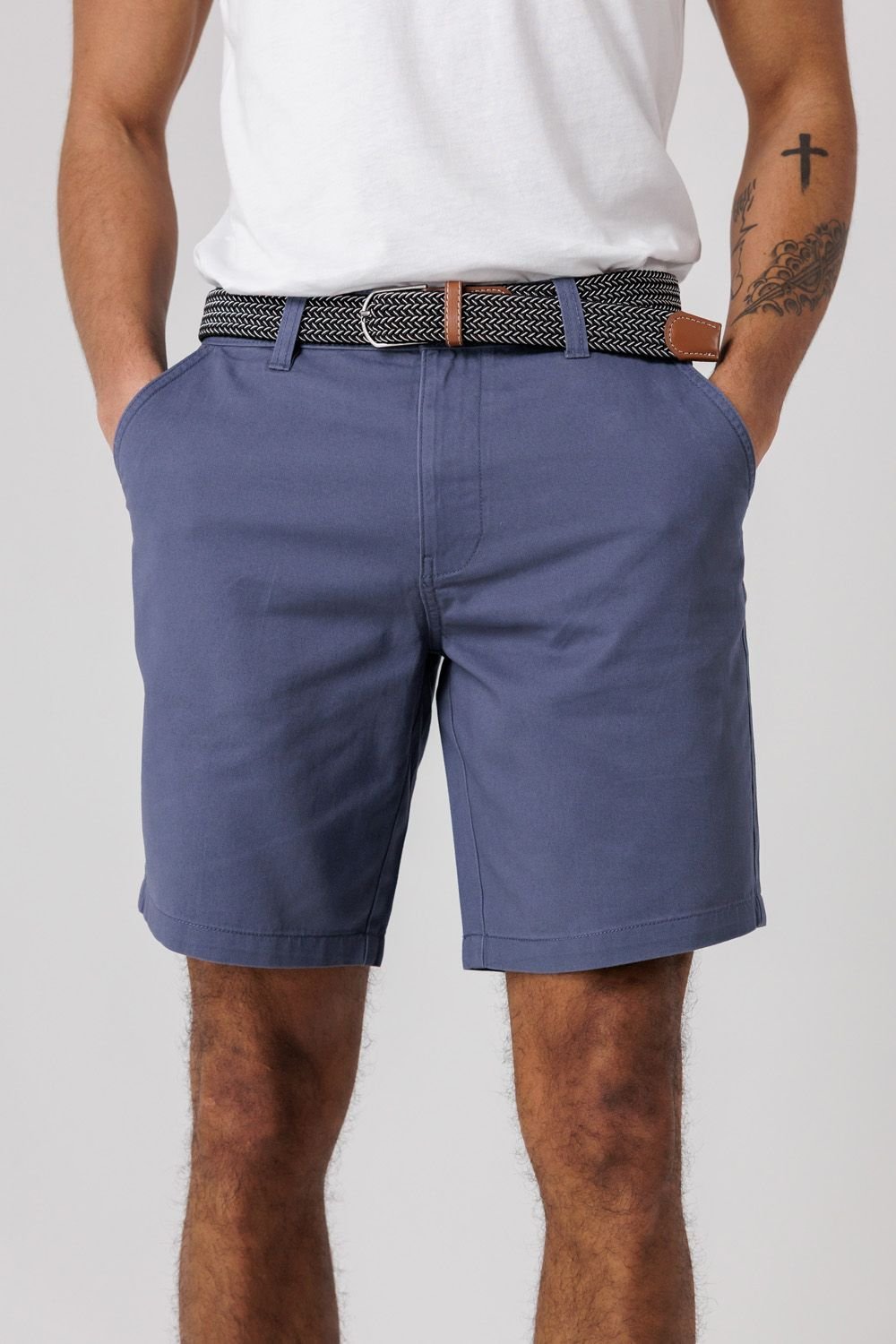 Tokyo Laundry Tokyo Laundry Men's Cotton Twill Peached Shorts in Mid Blue - 4