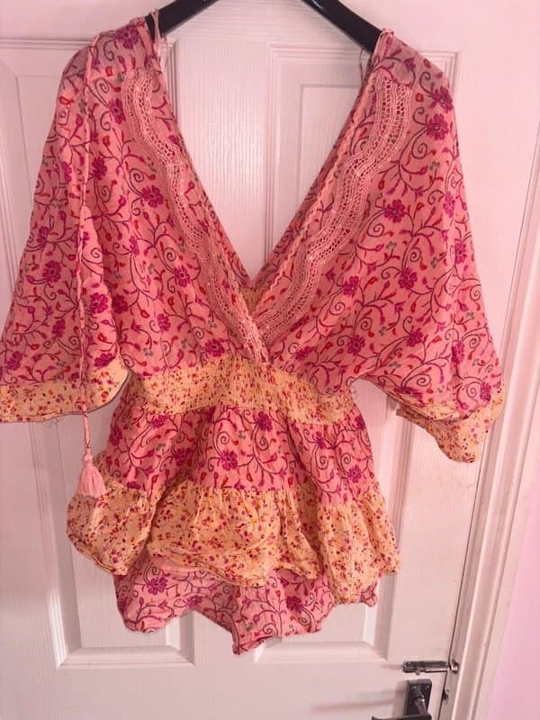 River Island River island stand out playsuit plunge sequin holiday party festival Med 10-12-14 same day post