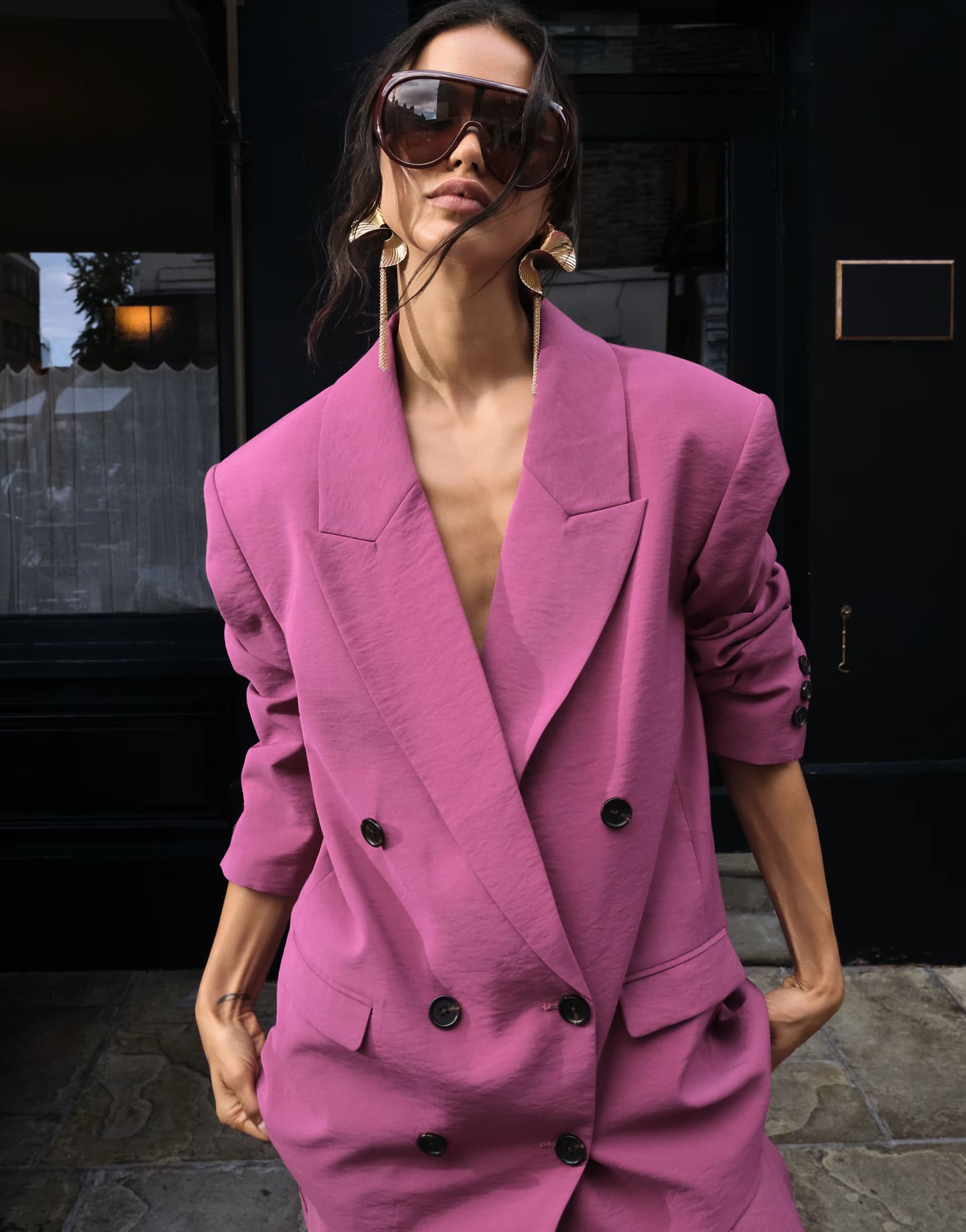 ASOS ASOS DESIGN Tailored db soft suit blazer in purple