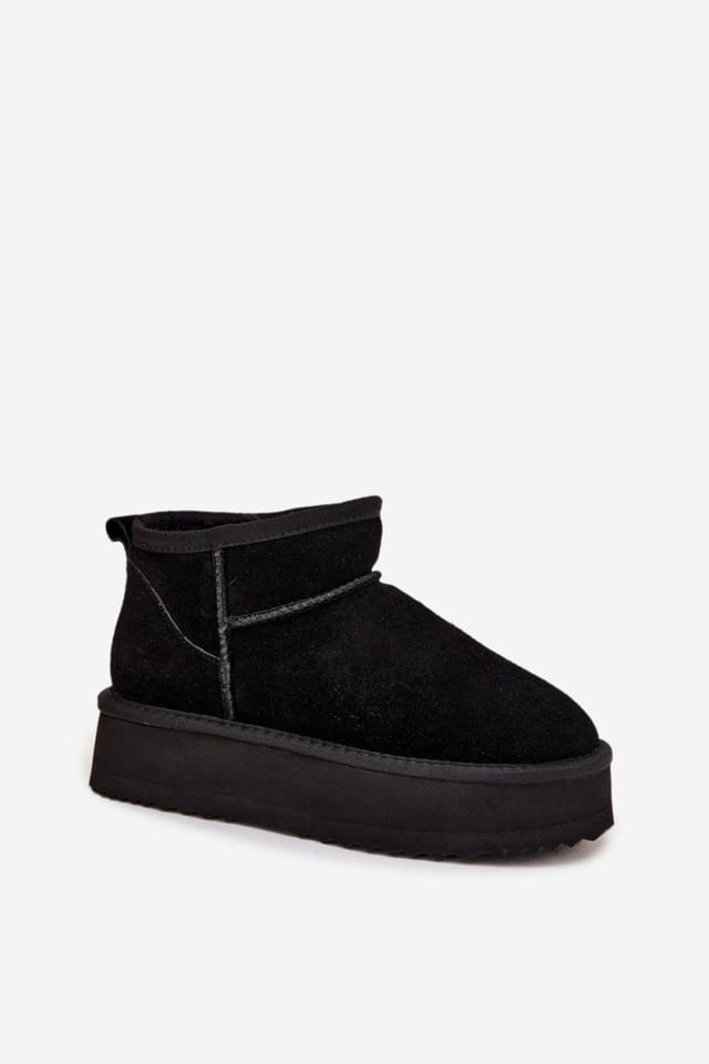 Love Lace Love Lace Women's Vinceza Suede Fur Lined Warm Slip On Platform Snow Boots in Black - 2