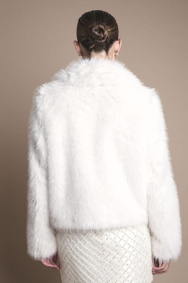 Coast Coast Women's Ivory Occasion Short Faux Fur Coat - 3
