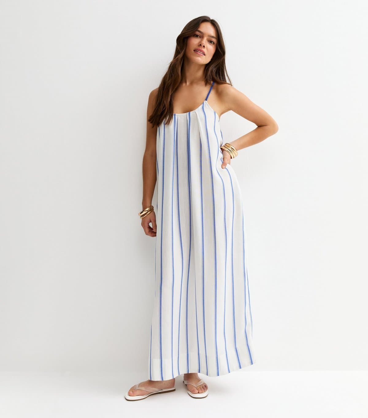 New Look Women's Petite Blue Striped Maxi Dress New Look