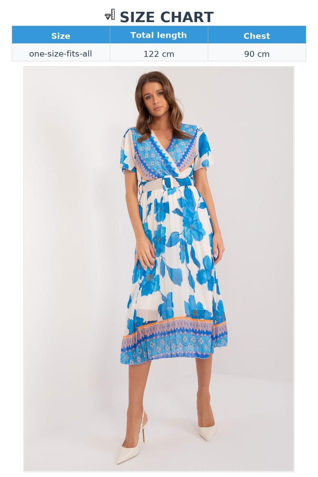 Love Lace Love Lace Women's Summer Frilled Sleeve Belted Lined Dress Style 196593 in Blue - 4