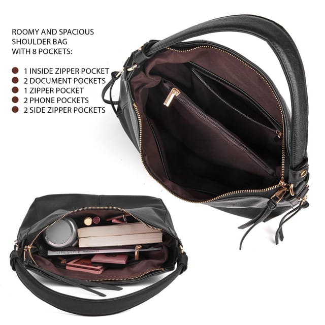 Woodland Leathers Woodland Leathers Women's Hobo Shoulder Bag in Black - 3