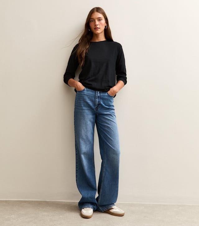 New Look Women's Black Relaxed Fit Slub Long Sleeve T-Shirt New Look - 3