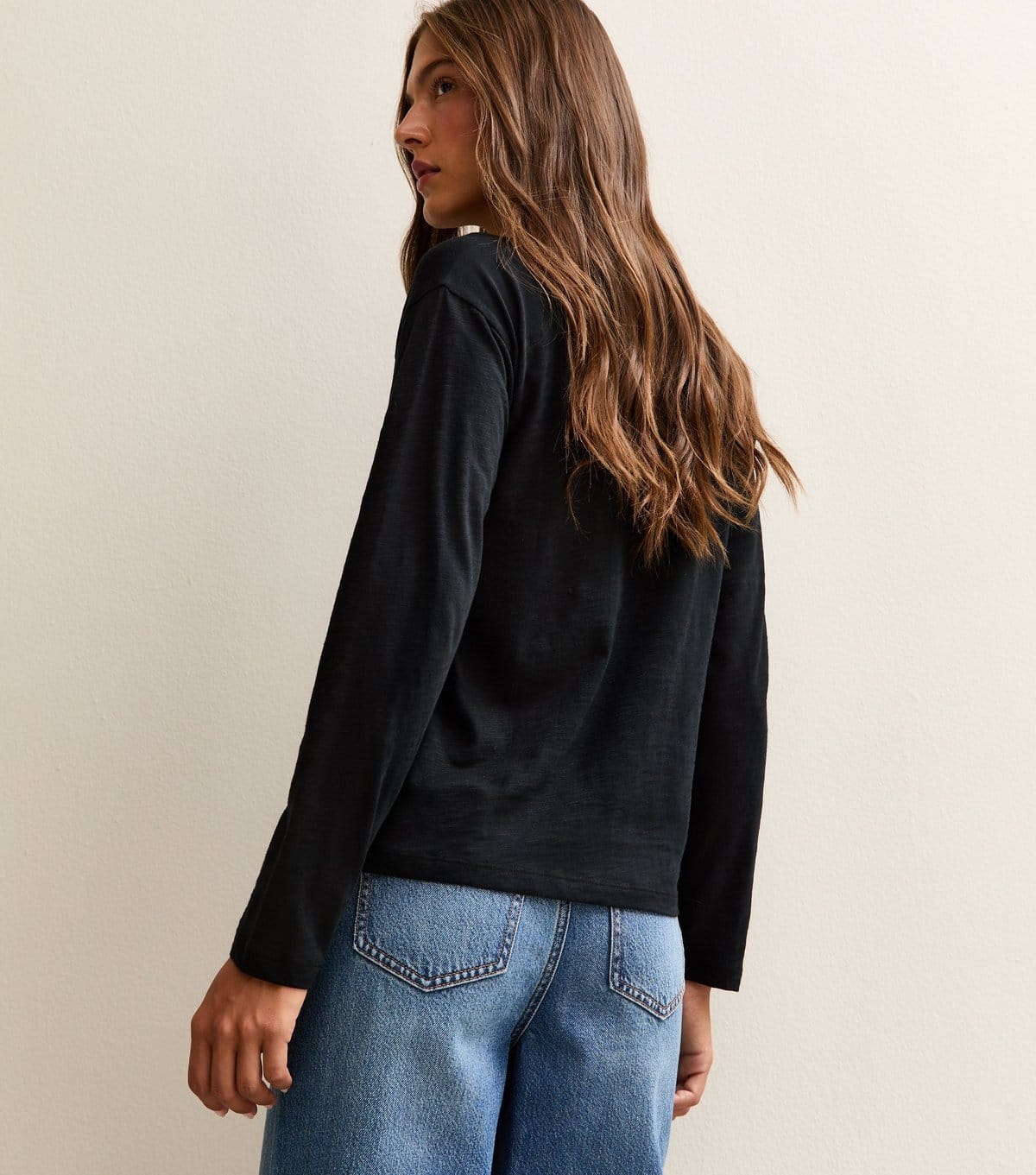 New Look Women's Black Relaxed Fit Slub Long Sleeve T-Shirt New Look - 4