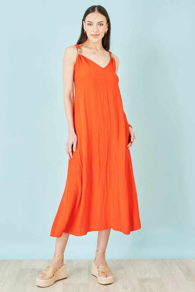 Yumi Yumi Women's Orange Viscose Maxi Beach Dress - 2