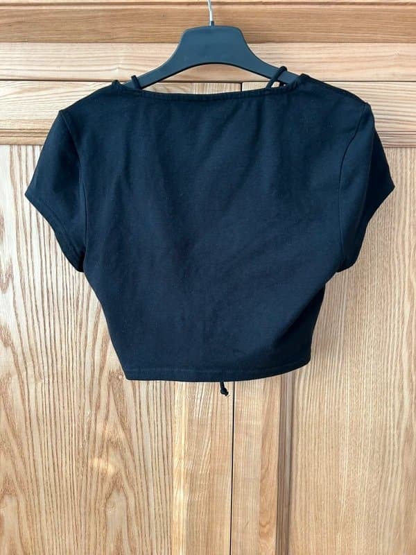 ASOS Design ASOS design black tshirt lace up crop top Summer beach festival