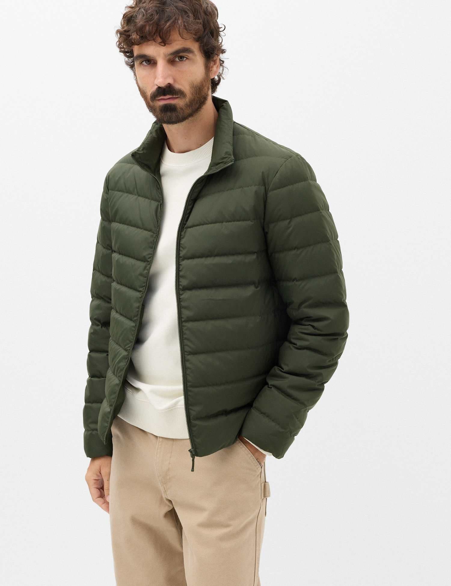 Marks & Spencer M&S Feather and Down Packaway Puffer Jacket Dark Khaki