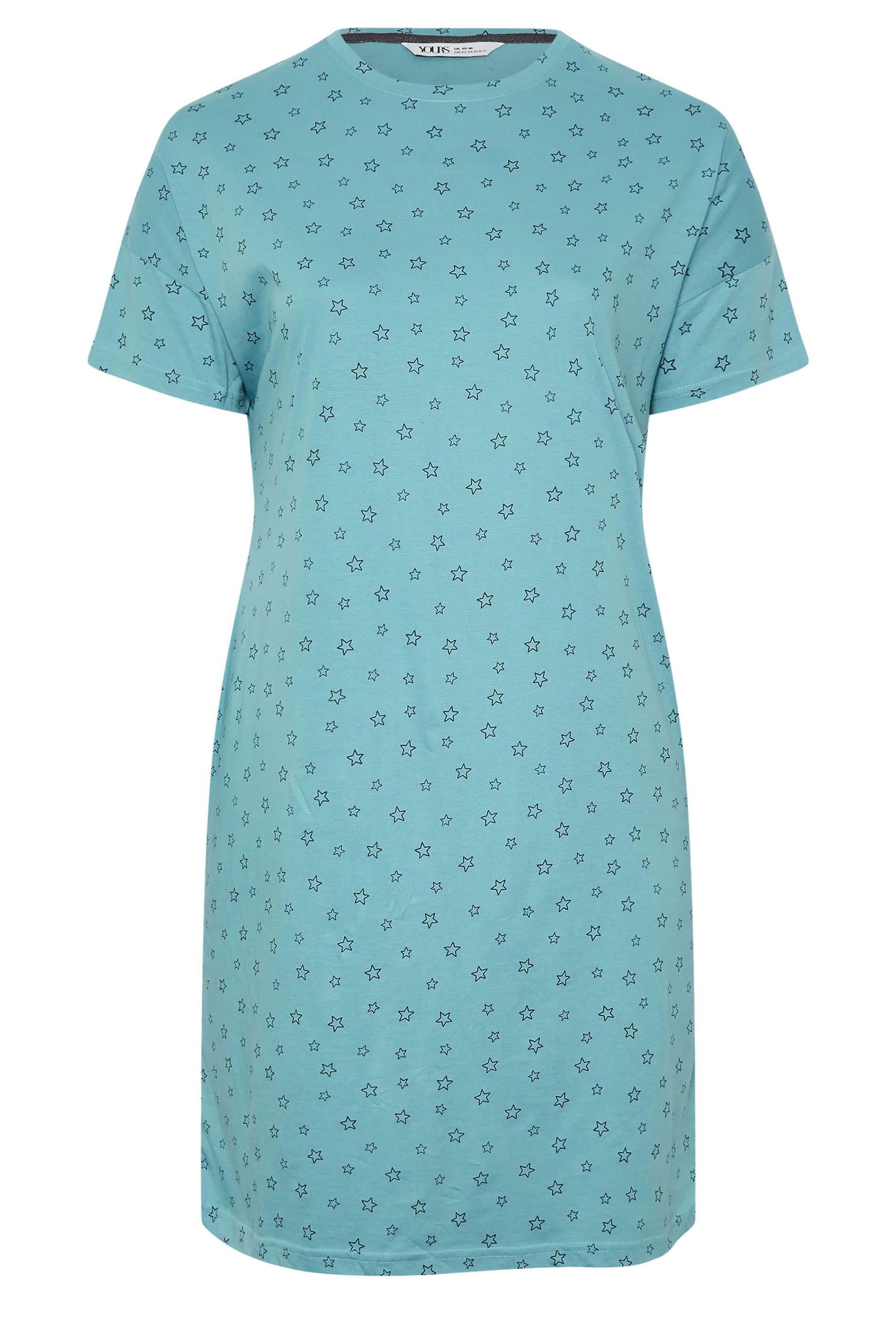 Yours Plus Size Teal Blue Star Print Nightdress