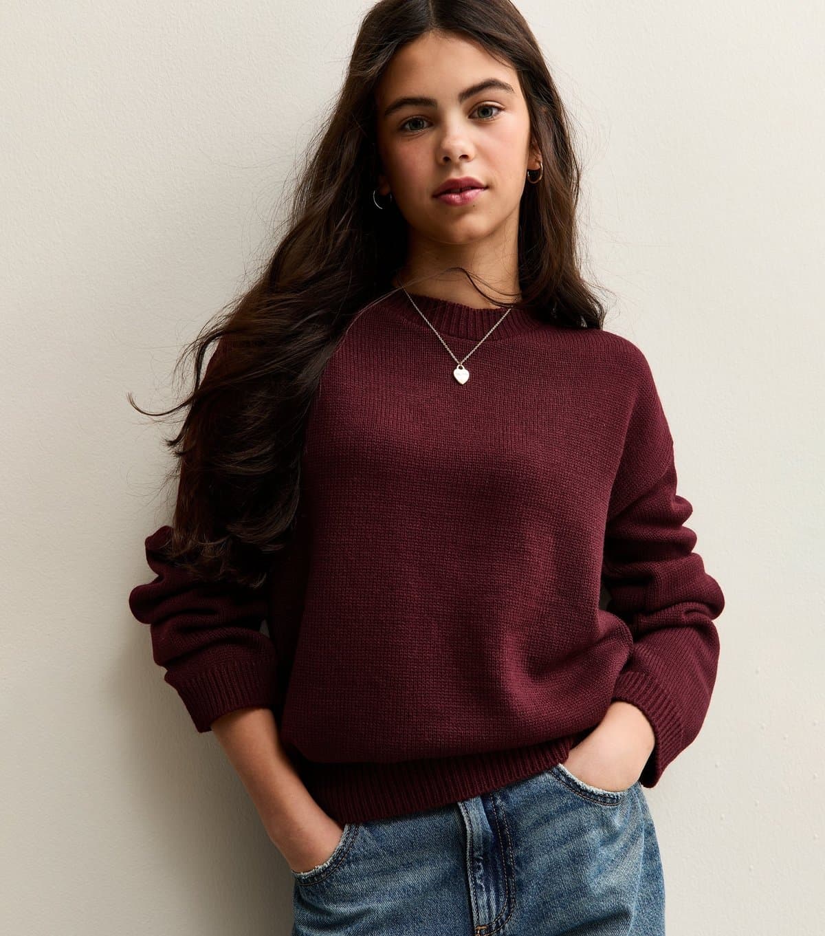 New Look Girls' Burgundy Longline Jumper New Look