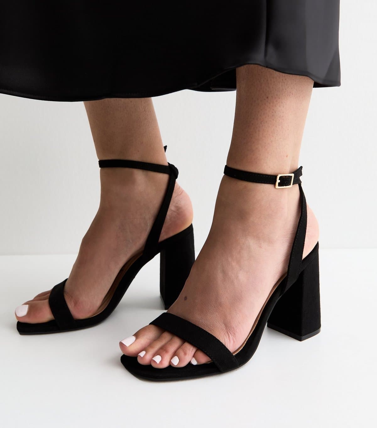 New Look New Look Black Faux Suede High Block Heel Sandals